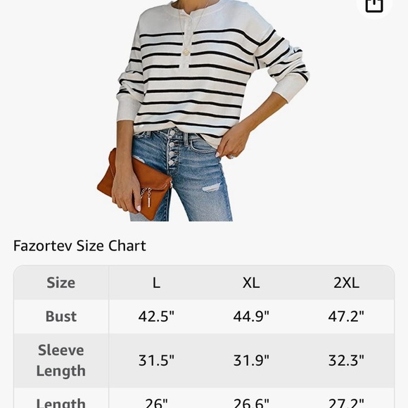 Striped Henley Sweater XL - Picture 2 of 5